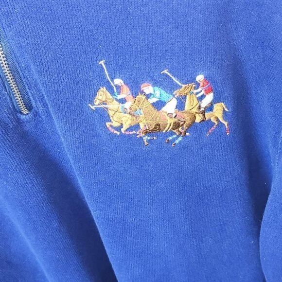 Polo by Ralph Lauren Vintage Embroider Equestrian 1/4 zip Sz XXL Sweater Jacket - Picture 7 of 11